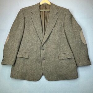 Vintage 90s Polo Ralph Lauren Mens 48R Tweed Blazer Lambswool Alpaca Elbow Patch